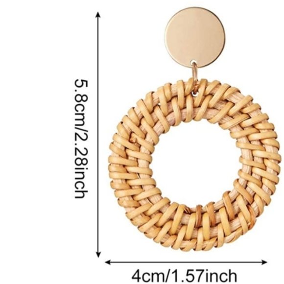 Betsey Johnson Rattan Wicker Straw Dangle Earring - Picture 8 of 9